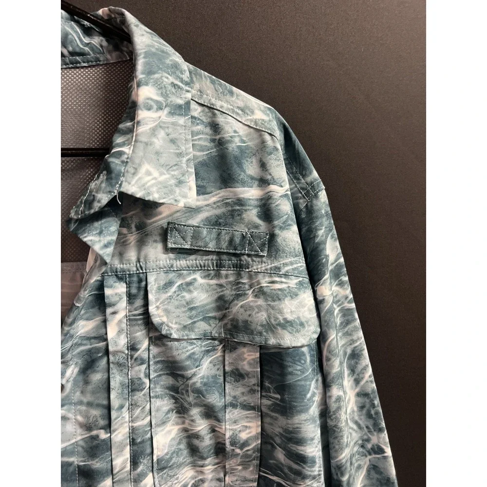 Mossy Oak Elements Long Sleeve Water Camo Fishing Hunting Vented Shirt 2XL‎